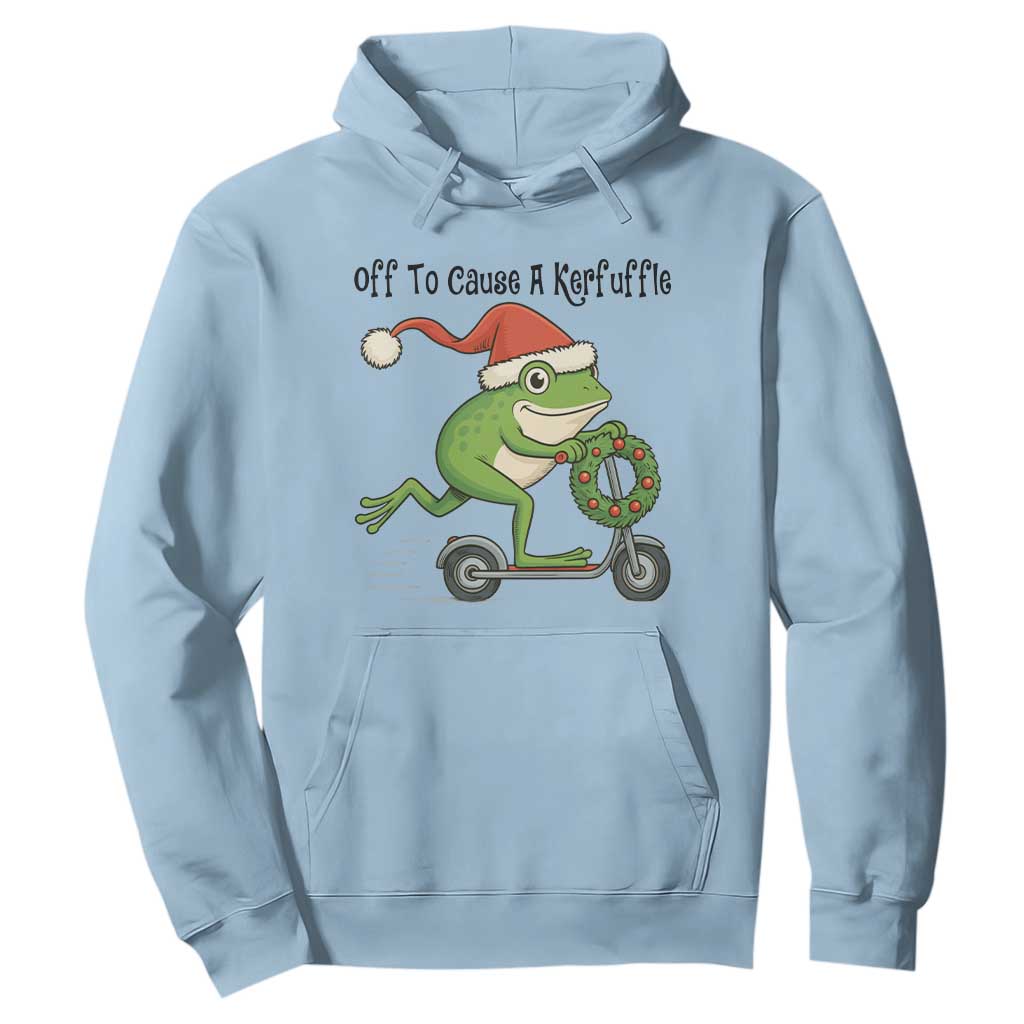 Off To Cause A Kerfuffle Hoodie Funny Frog Christmas Meme Weirdcore TS14 Light Blue Print Your Wear
