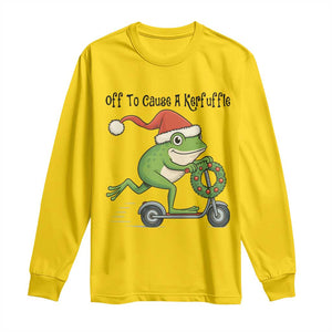 Off To Cause A Kerfuffle Long Sleeve Shirt Funny Frog Christmas Meme Weirdcore TS14 Daisy Print Your Wear