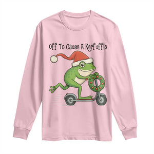 Off To Cause A Kerfuffle Long Sleeve Shirt Funny Frog Christmas Meme Weirdcore TS14 Light Pink Print Your Wear