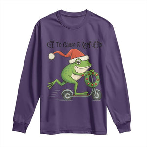 Off To Cause A Kerfuffle Long Sleeve Shirt Funny Frog Christmas Meme Weirdcore TS14 Purple Print Your Wear