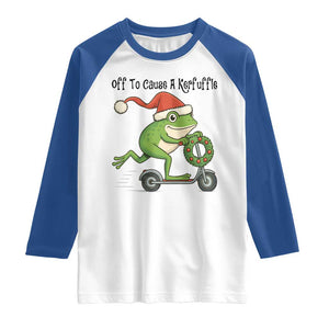 Off To Cause A Kerfuffle Raglan Shirt Funny Frog Christmas Meme Weirdcore TS14 White Royal Print Your Wear