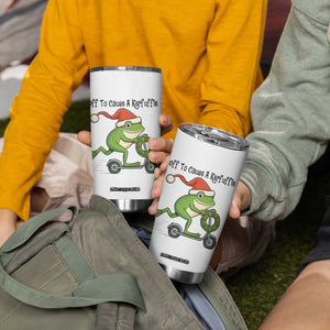 Off To Cause A Kerfuffle Tumbler Cup Funny Frog Christmas Meme Weirdcore TS14 Print Your Wear