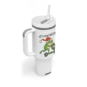 Off To Cause A Kerfuffle Tumbler With Handle Funny Frog Christmas Meme Weirdcore TS14 Print Your Wear