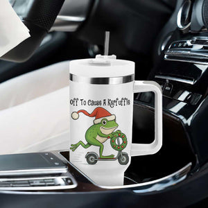 Off To Cause A Kerfuffle Tumbler With Handle Funny Frog Christmas Meme Weirdcore TS14 Print Your Wear