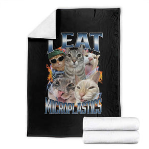 Funny Cat Meme Throw Blanket I Eat Microplastics TS14 Black Print Your Wear