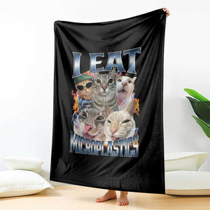 Funny Cat Meme Throw Blanket I Eat Microplastics TS14 Print Your Wear