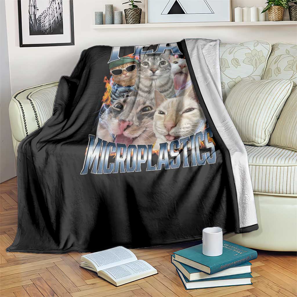 Funny Cat Meme Throw Blanket I Eat Microplastics TS14 Print Your Wear