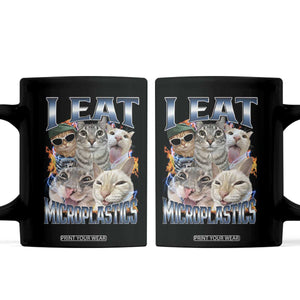 Funny Cat Meme Coffee Mug I Eat Microplastics TS14 Black Print Your Wear
