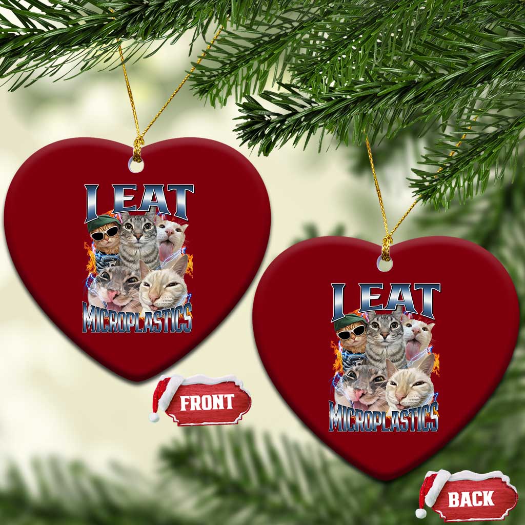 Funny Cat Meme Ceramic Ornament I Eat Microplastics TS14 Print Your Wear