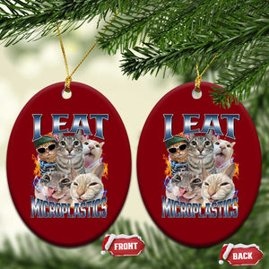 Funny Cat Meme Ceramic Ornament I Eat Microplastics TS14 Print Your Wear