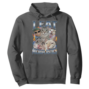 Funny Cat Meme Hoodie I Eat Microplastics TS14 Dark Heather Print Your Wear