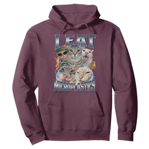 Funny Cat Meme Hoodie I Eat Microplastics TS14 Maroon Print Your Wear
