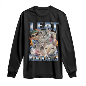 Funny Cat Meme Long Sleeve Shirt I Eat Microplastics TS14 Black Print Your Wear