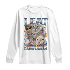 Funny Cat Meme Long Sleeve Shirt I Eat Microplastics TS14 White Print Your Wear