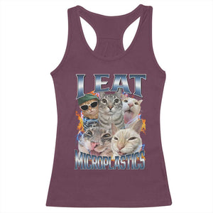 Funny Cat Meme Racerback Tank Top I Eat Microplastics TS14 Maroon Print Your Wear