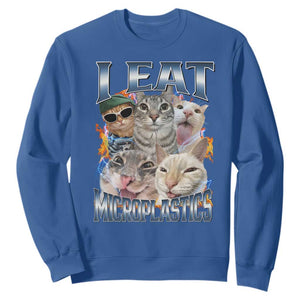 Funny Cat Meme Sweatshirt I Eat Microplastics TS14 Royal Blue Print Your Wear