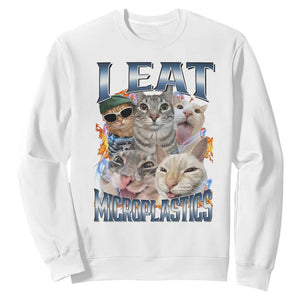 Funny Cat Meme Sweatshirt I Eat Microplastics TS14 White Print Your Wear