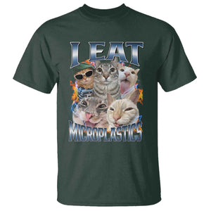 Funny Cat Meme T Shirt I Eat Microplastics TS14 Dark Forest Green Print Your Wear