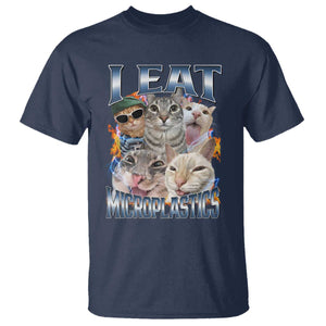 Funny Cat Meme T Shirt I Eat Microplastics TS14 Navy Print Your Wear
