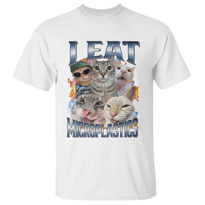 Funny Cat Meme T Shirt I Eat Microplastics TS14 White Print Your Wear