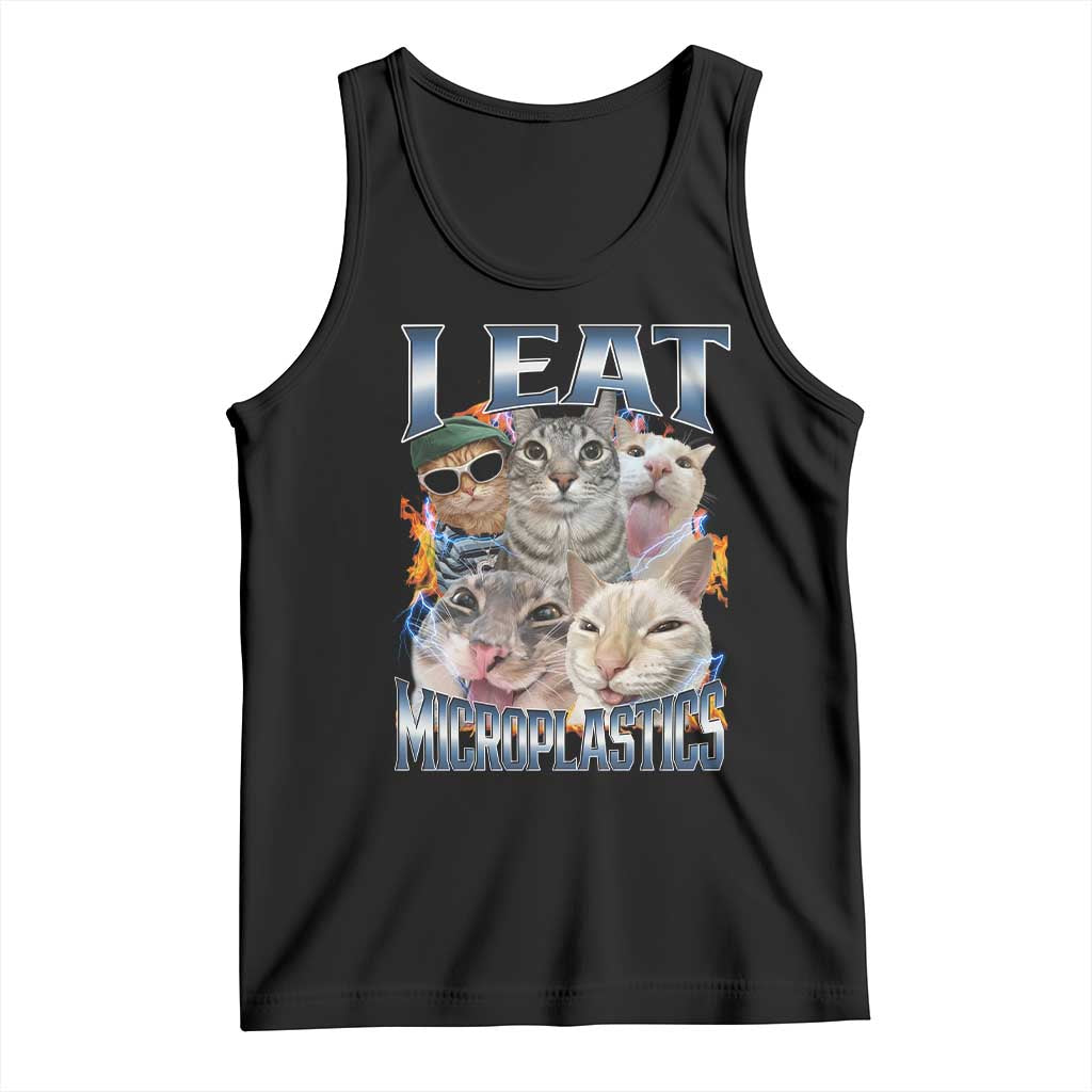 Funny Cat Meme Tank Top I Eat Microplastics TS14 Black Print Your Wear