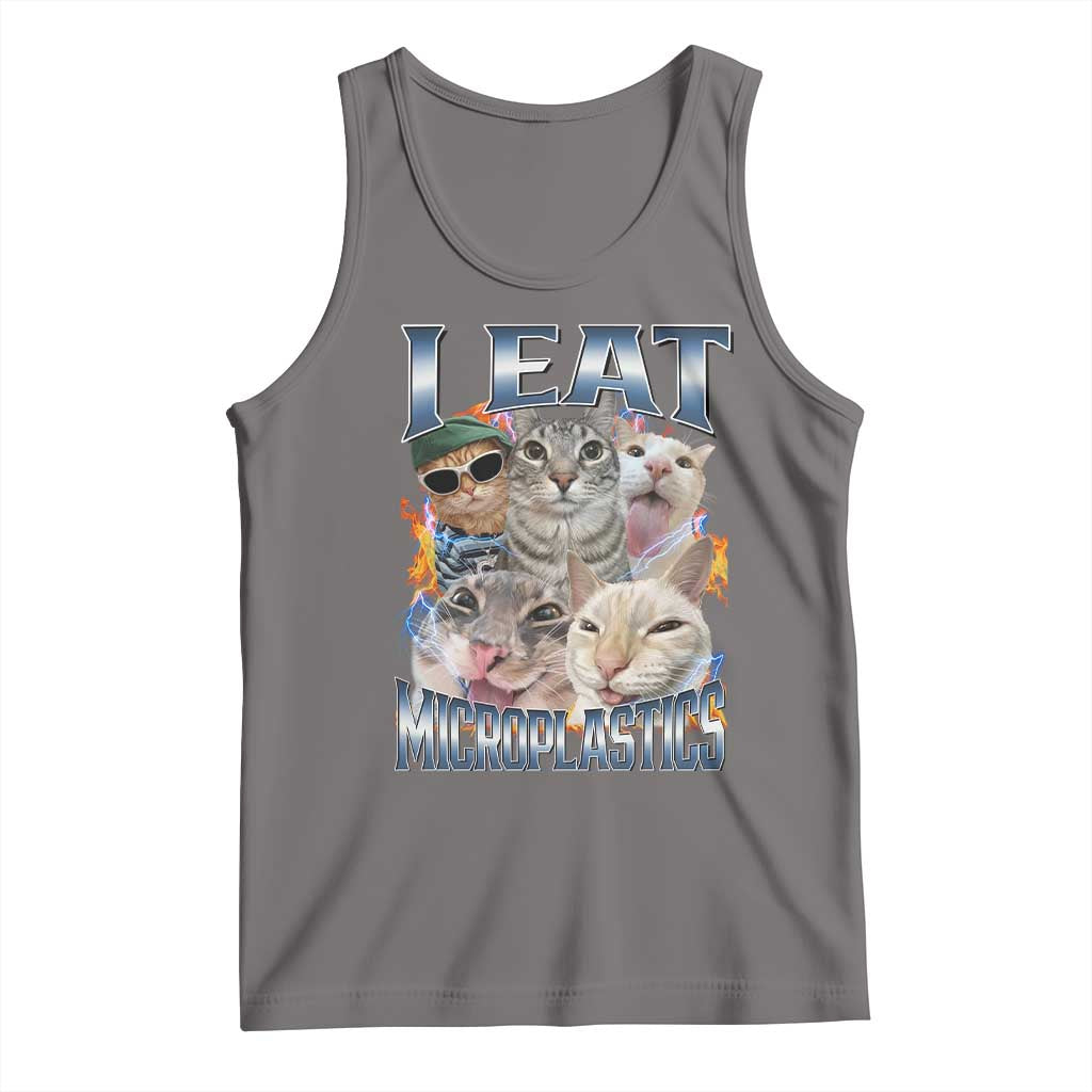 Funny Cat Meme Tank Top I Eat Microplastics TS14 Deep Heather Print Your Wear