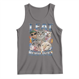 Funny Cat Meme Tank Top I Eat Microplastics TS14 Deep Heather Print Your Wear