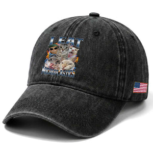 Funny Cat Meme Washed Cotton Baseball Cap I Eat Microplastics TS14 Print Your Wear