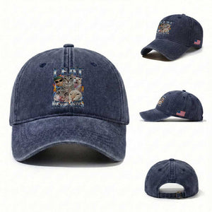 Funny Cat Meme Washed Cotton Baseball Cap I Eat Microplastics TS14 Washed Cap Universal Fit Navy Print Your Wear