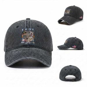 Funny Cat Meme Washed Cotton Baseball Cap I Eat Microplastics TS14 Washed Cap Universal Fit Dark Gray Print Your Wear