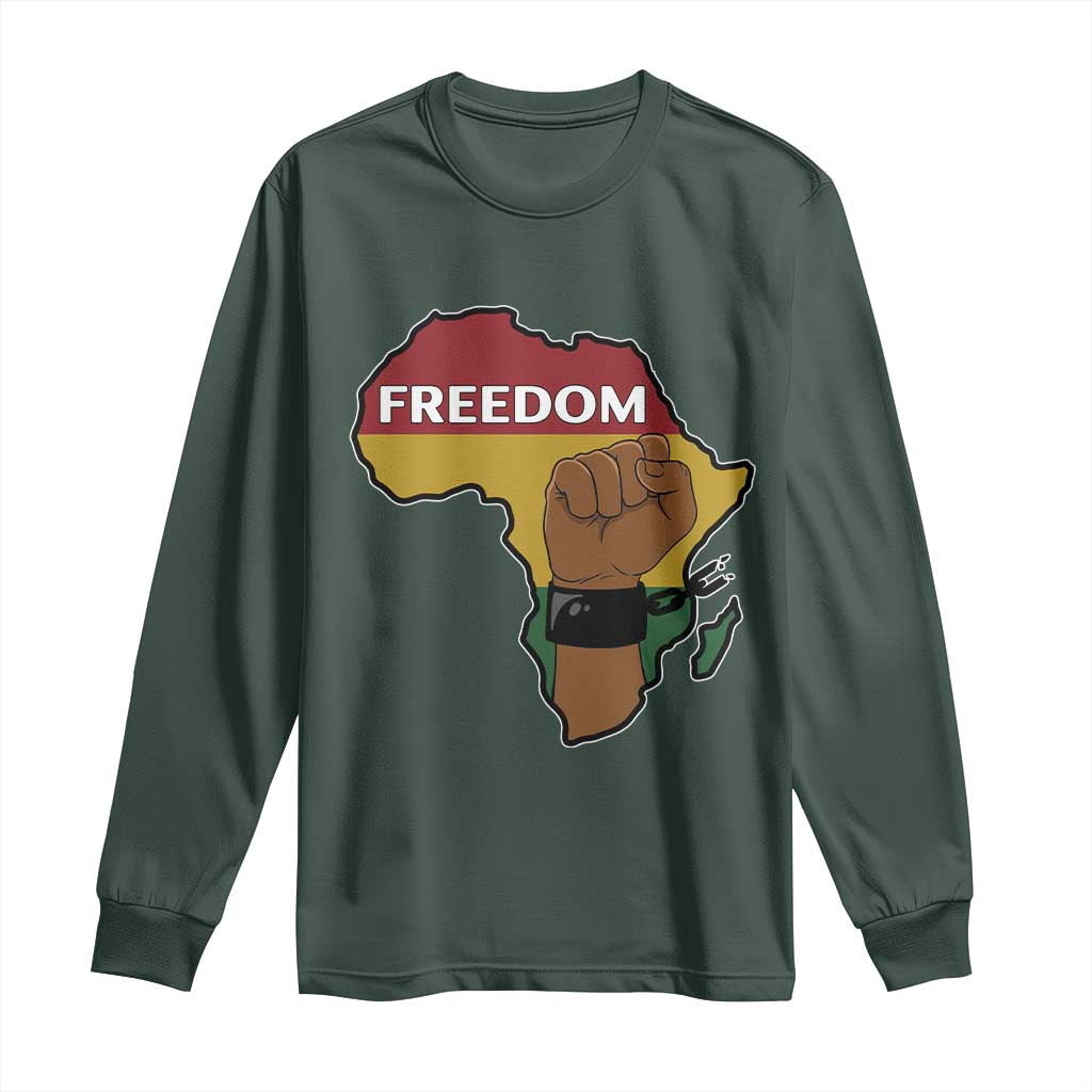 Africa Freedom Liberation Black Power Long Sleeve Shirt TS14 Dark Forest Green Print Your Wear