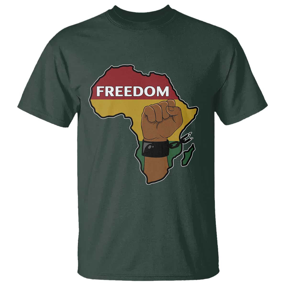 Africa Freedom Liberation Black Power T Shirt TS14 Dark Forest Green Print Your Wear
