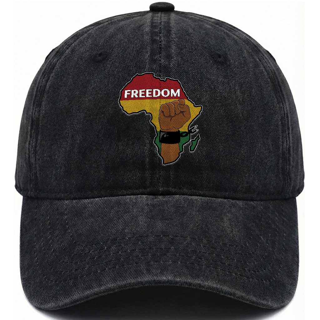 Africa Freedom Liberation Black Power Washed Cotton Baseball Cap TS14 Washed Cap Universal Fit Black Print Your Wear