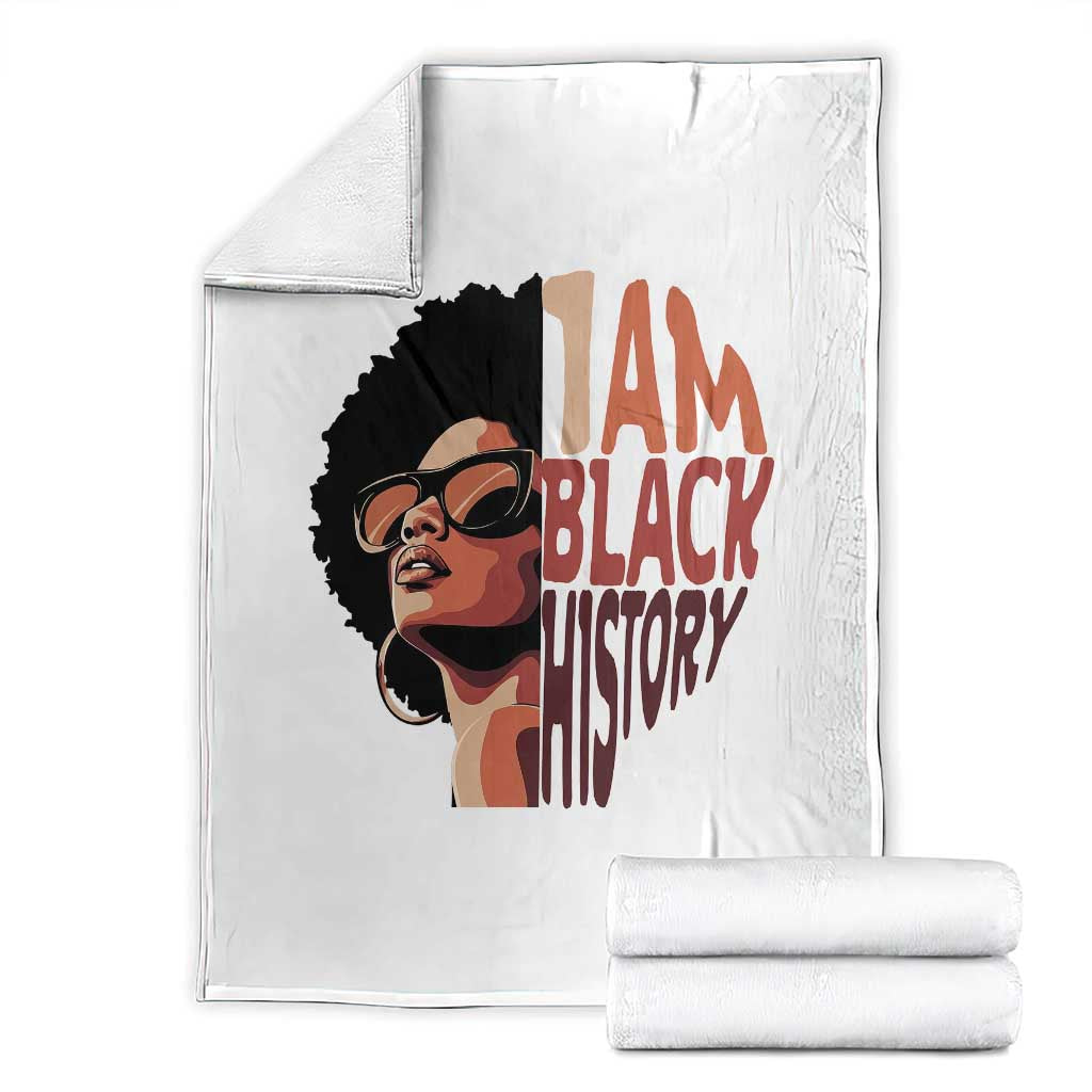 I Am Black History Throw Blanket African American Pride TS14 White Print Your Wear