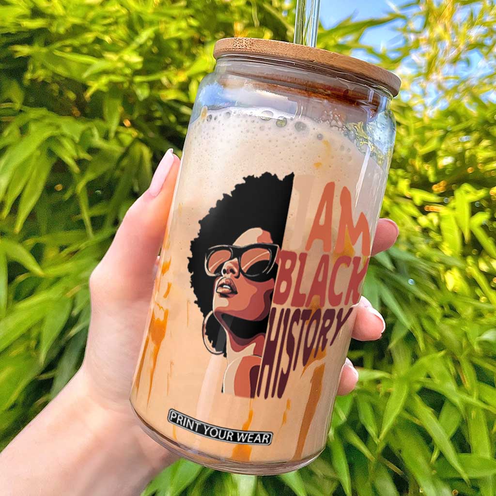 I Am Black History Glass Can African American Pride TS14 White Print Your Wear