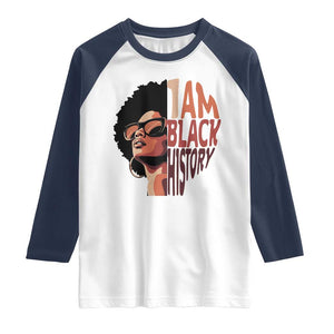 I Am Black History Raglan Shirt African American Pride TS14 White Navy Print Your Wear