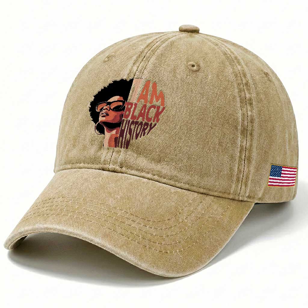 I Am Black History Washed Cotton Baseball Cap African American Pride TS14 Print Your Wear