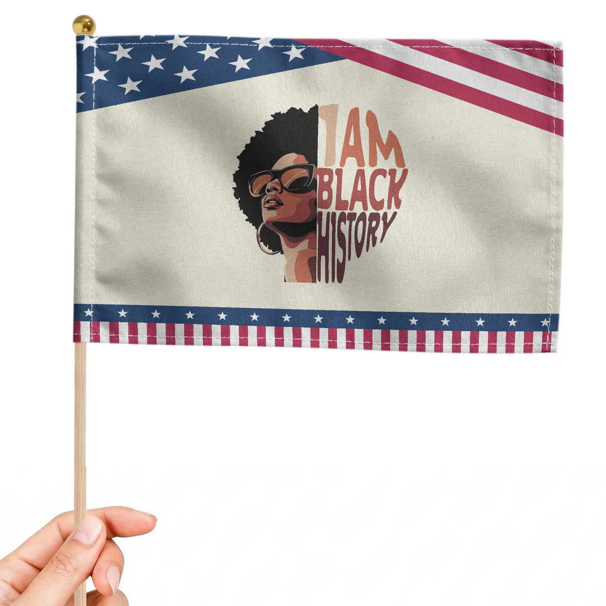 I Am Black History Patriotic Handheld Flag African American Pride TS14 Modern 8.2