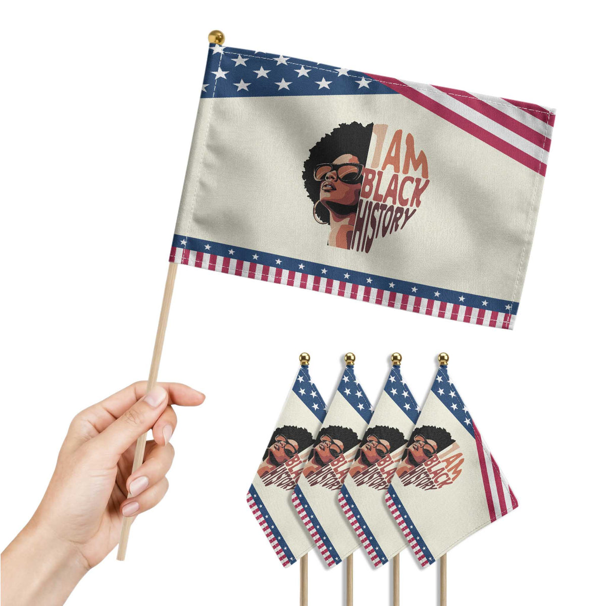 I Am Black History Patriotic Handheld Flag African American Pride TS14 Print Your Wear