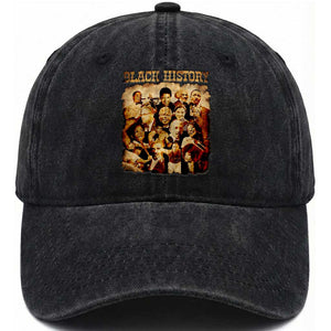 Black History Month Washed Cotton Baseball Cap African American Pride TS14 Washed Cap Universal Fit Black Print Your Wear