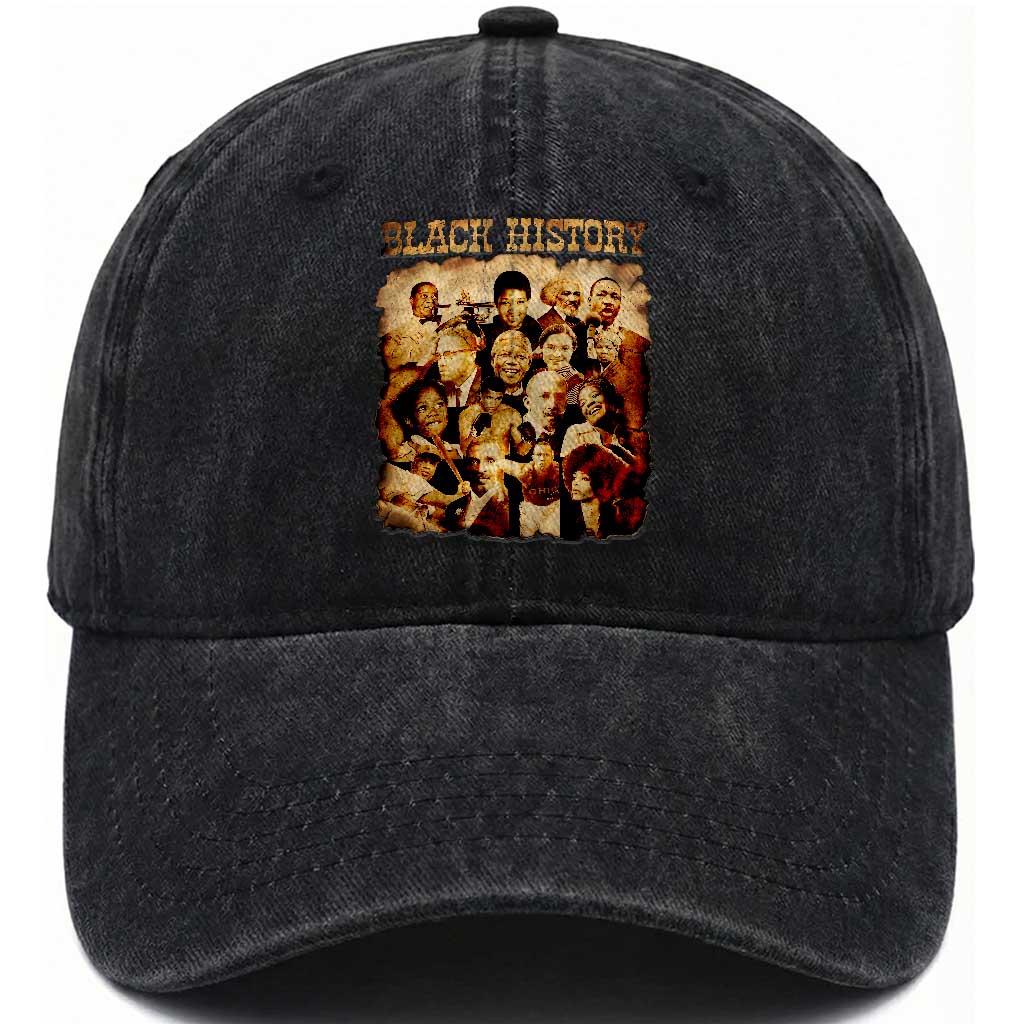 Black History Month Washed Cotton Baseball Cap African American Pride TS14 Washed Cap Universal Fit Black Print Your Wear