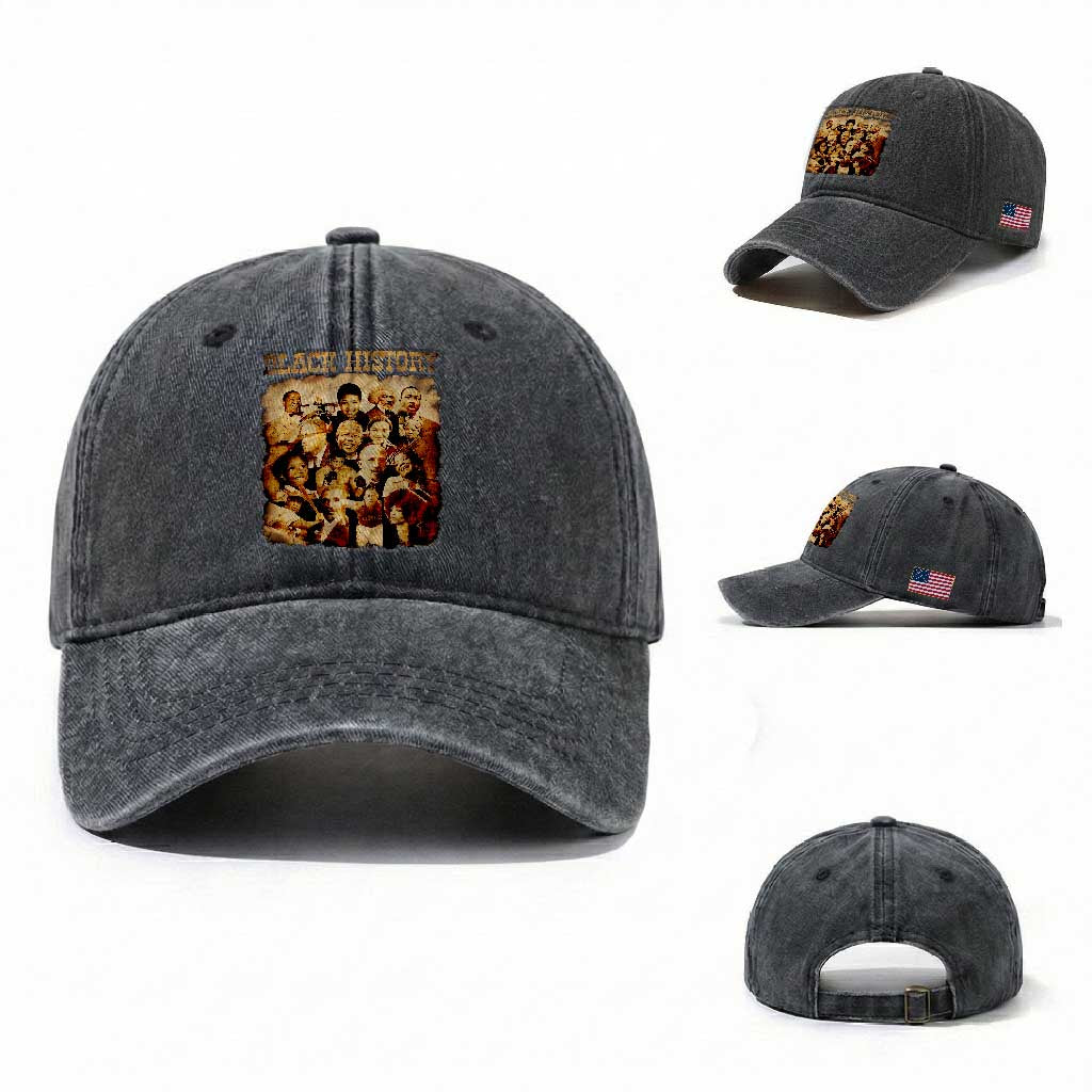 Black History Month Washed Cotton Baseball Cap African American Pride TS14 Washed Cap Universal Fit Dark Gray Print Your Wear