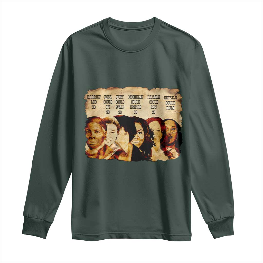 Black History Month Long Sleeve Shirt African American Women Pride TS14 Dark Forest Green Print Your Wear