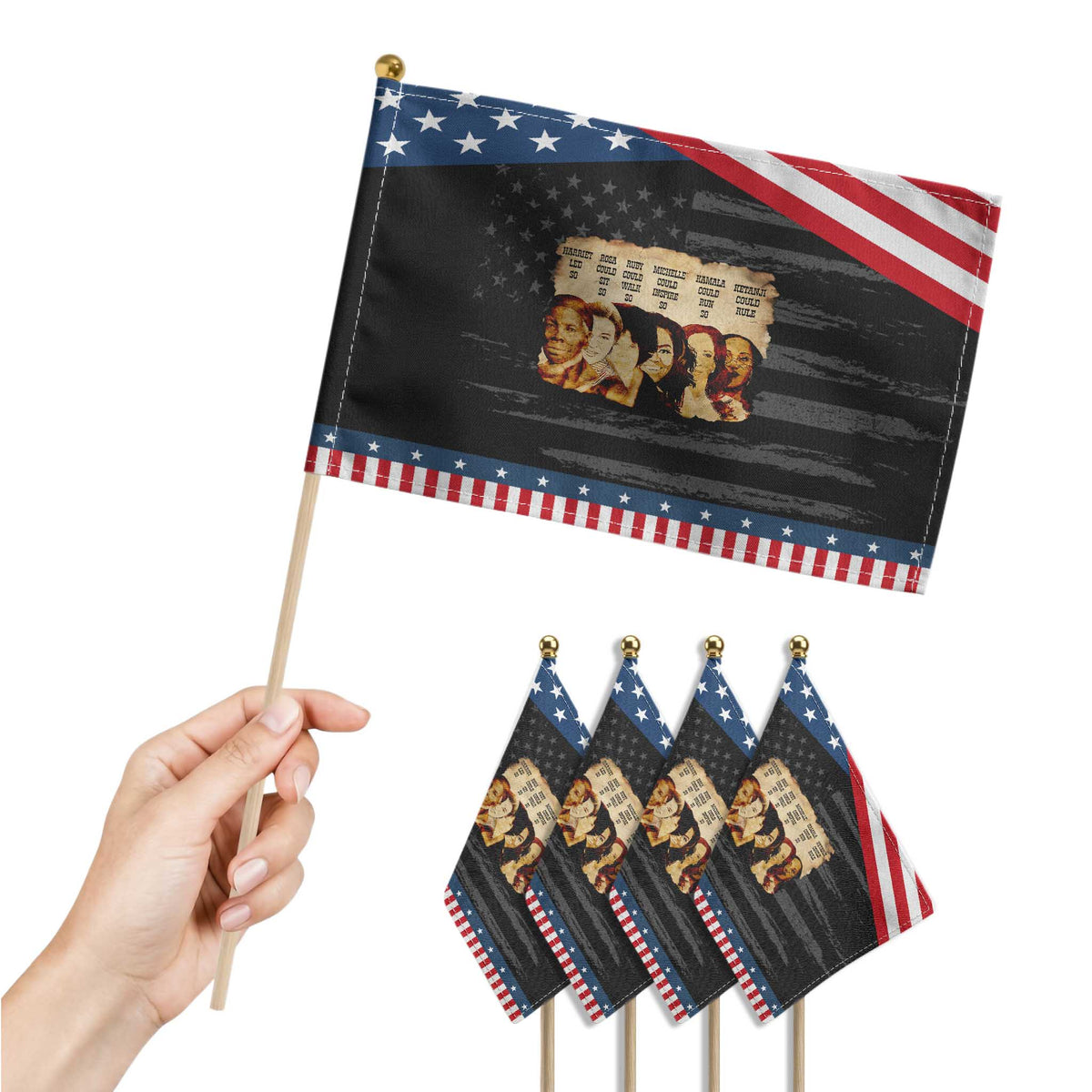 Black History Month Patriotic Handheld Flag African American Women Pride TS14 Print Your Wear