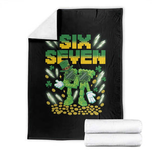 67 Italian Brainrot St Patricks Day Throw Blanket Funny Six Seven Leprechaun Playing Baseball Meme TS14 Black Print Your Wear