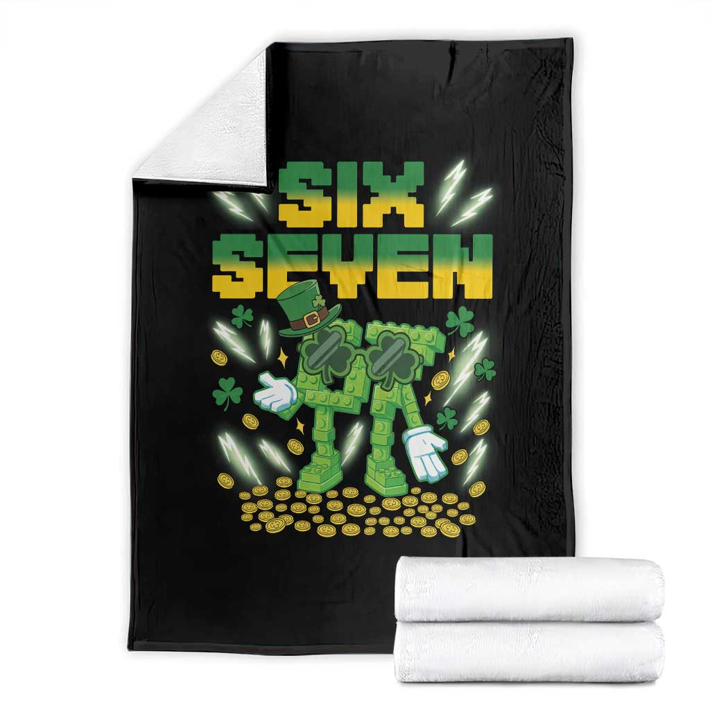 67 Italian Brainrot St Patricks Day Throw Blanket Funny Six Seven Leprechaun Playing Baseball Meme TS14 Black Print Your Wear