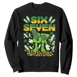 67 Italian Brainrot St Patricks Day Sweatshirt Funny Six Seven Leprechaun Playing Baseball Meme TS14 Black Print Your Wear