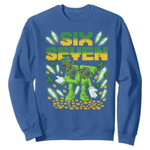 67 Italian Brainrot St Patricks Day Sweatshirt Funny Six Seven Leprechaun Playing Baseball Meme TS14 Royal Blue Print Your Wear