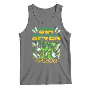 67 Italian Brainrot St Patricks Day Tank Top Funny Six Seven Leprechaun Playing Baseball Meme TS14 Black Heather Print Your Wear