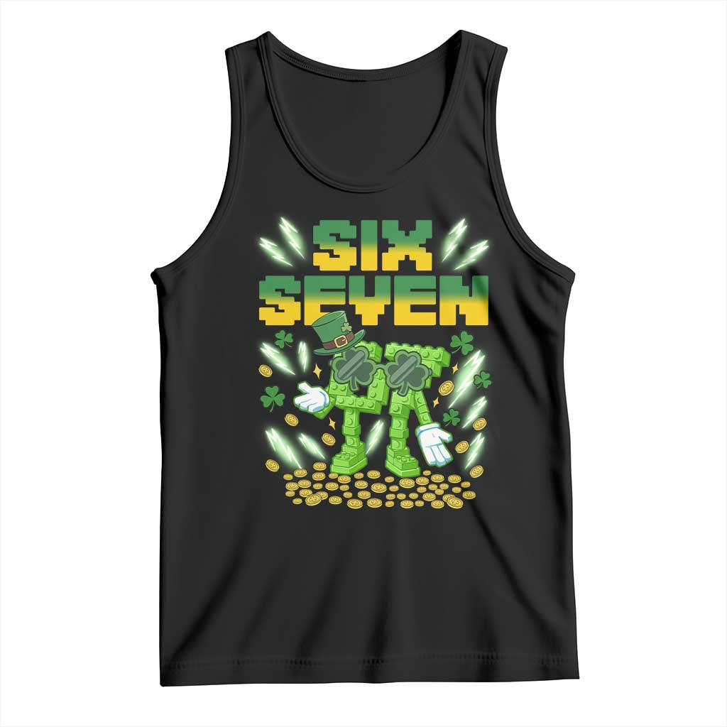 67 Italian Brainrot St Patricks Day Tank Top Funny Six Seven Leprechaun Playing Baseball Meme TS14 Black Print Your Wear